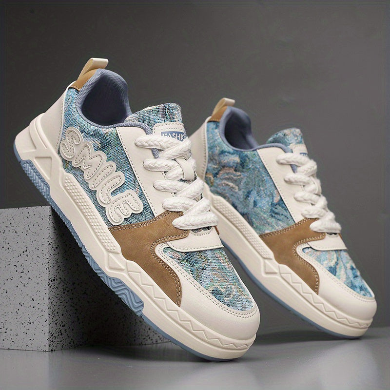 Men's Smile Letter Skate Shoes Lace Up Sneakers