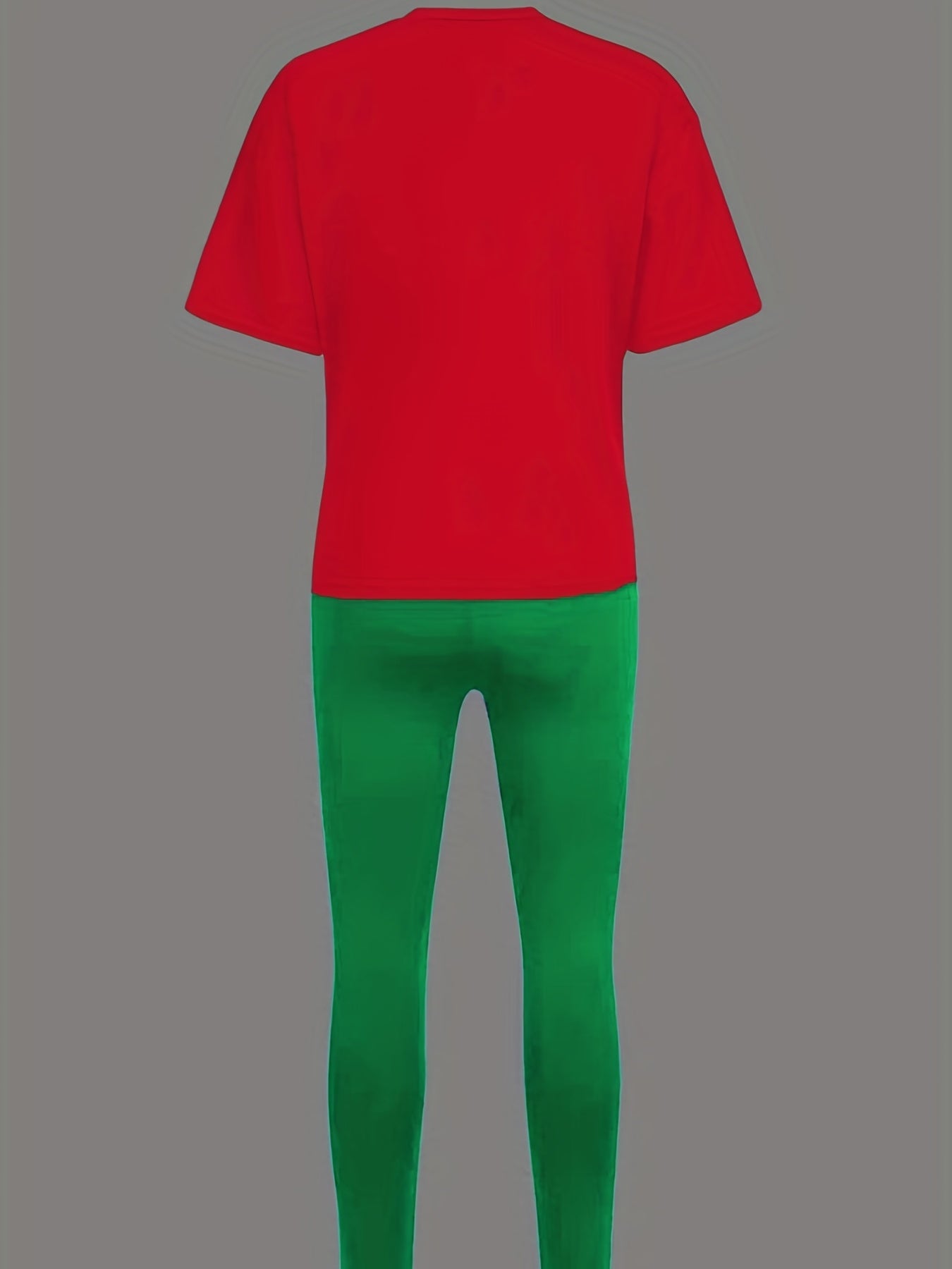 Figure Print Short Sleeve Tops & Solid Long Length Pants Outfit