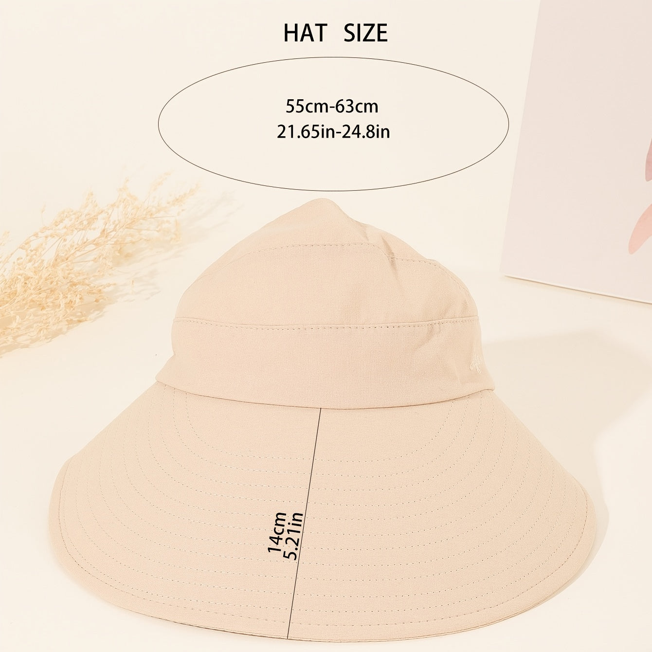 Beige Reversible Visor Hat UV Protection Sunscreen Travel Beach Hat