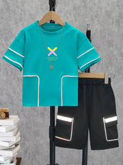 2pcs Boys Luminous Bear T-shirt & Shorts Summer Clothes Sets