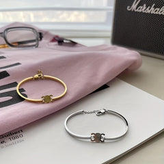 Golden Sliver Arc Bangle Bracelet For Girls