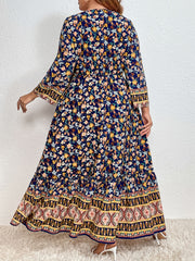 Boho Ditsy Floral Print Plus Size Maxi Dress