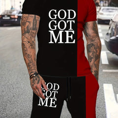 God Got Me 2 Piece Outfit Short Sleeve T-shirt & Shorts Set