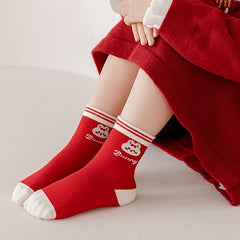 Cute Cherry Rabbit Pattern Girls Socks For Autumn Winter