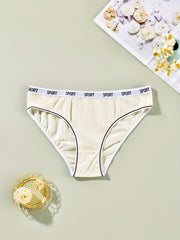3 Pack Plus Size Casual Panties Set Women's Plus Solid Ribbed Panties