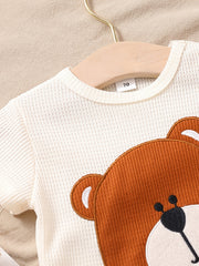 2pcs Baby Boys Bear Embroidery T-shirt & Shorts Set Clothes