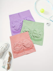 3pcs High Waist Yoga Running Sports Shorts Solid Butt Lifting Fitness Biker Shor