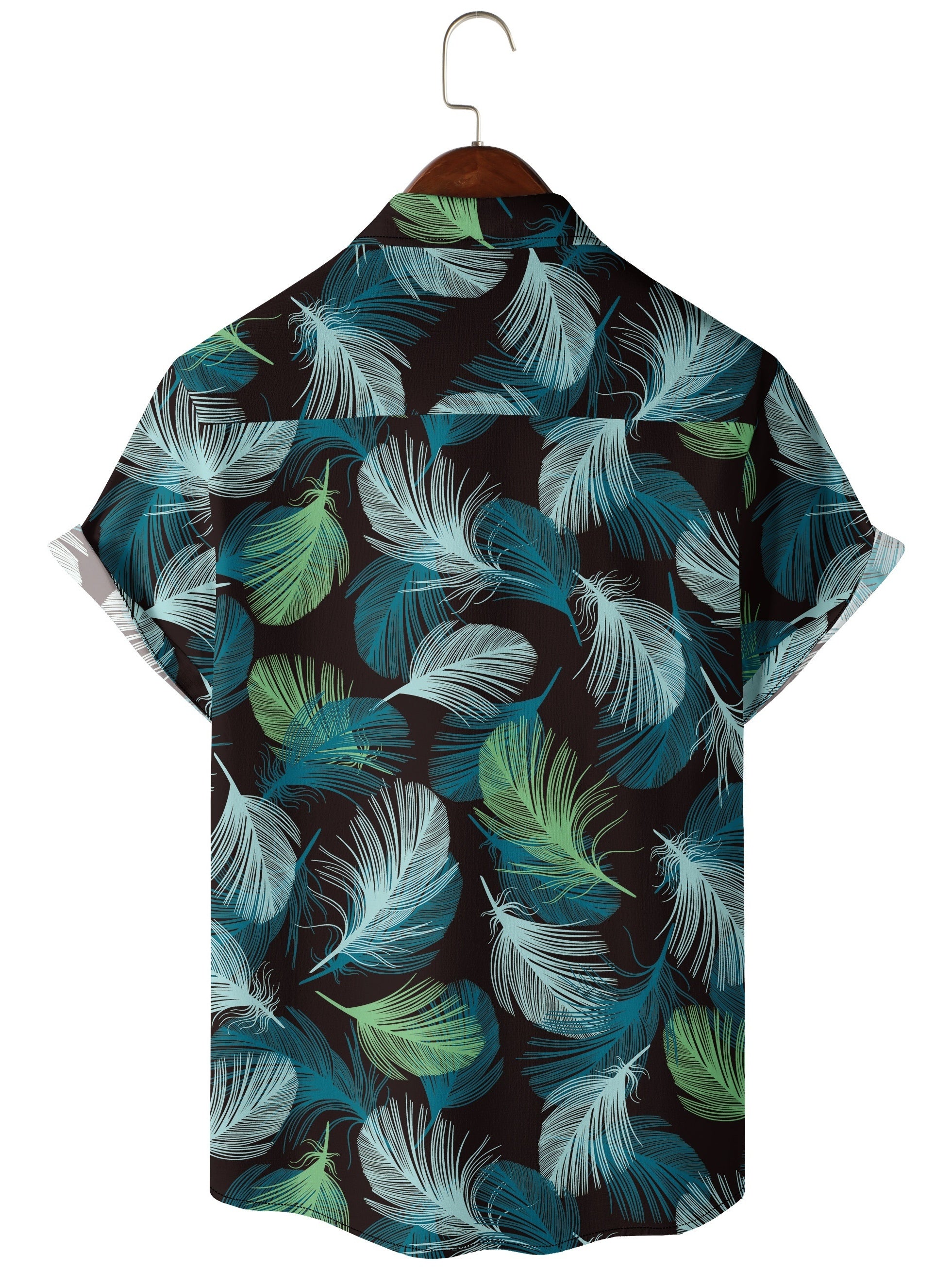 Men's Tropical Leaf Print Camp Collar Hawaiian Shirt