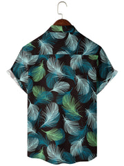 Men's Tropical Leaf Print Camp Collar Hawaiian Shirt