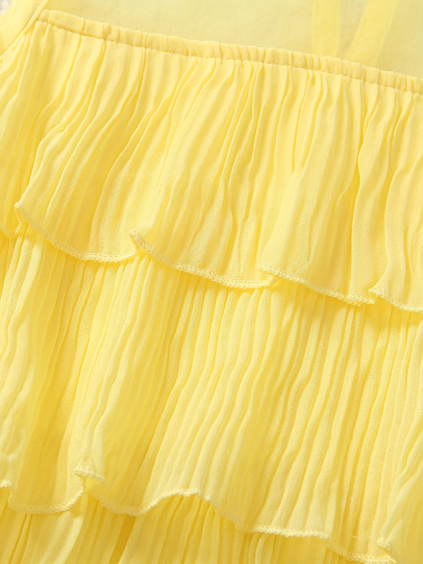 Girls Mesh Neck Layered Stitching Tank Dress For Summer