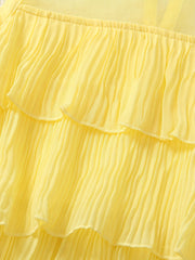 Girls Mesh Neck Layered Stitching Tank Dress For Summer