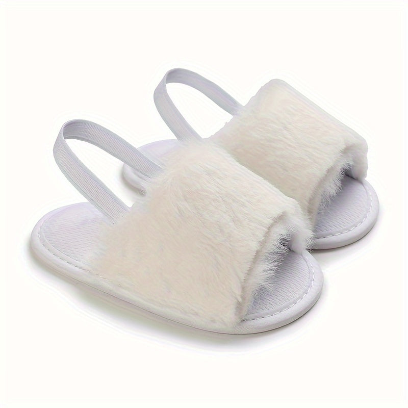 Furry Sandals Baby Girls Non-slip Walking Shoes Autumn Winter