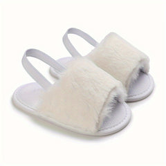 Furry Sandals Baby Girls Non-slip Walking Shoes Autumn Winter
