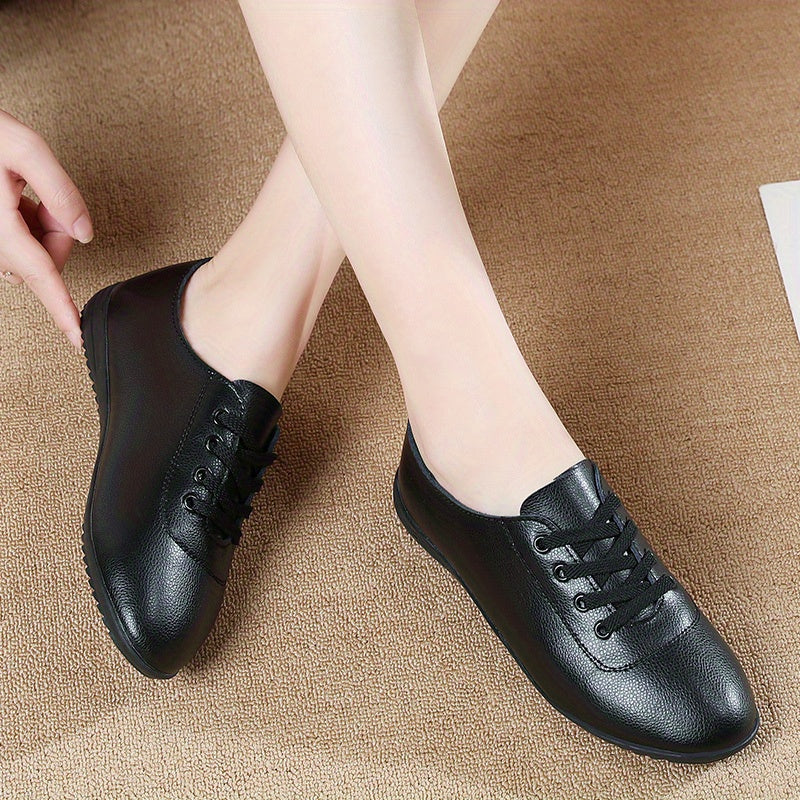 Women's Solid Flat Shoes Lightweight Low Top Lace Up Shoes