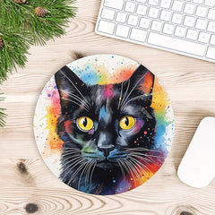 Rainbow Cat Round Mouse Mat Non Slip Rubber Base Mousepad