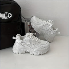 Women's Chunky Platform Sneakers Mesh Lace Up Sports Shoes
