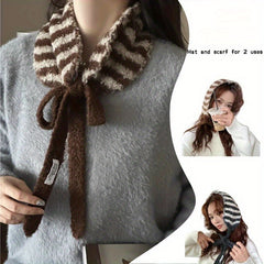 Striped Scarf for Women Autumn Winter Fashionable Ear Warmer & Hat Accessory