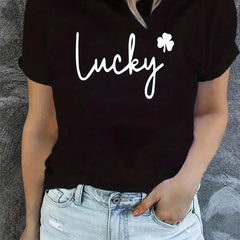 St Patrick's Shamrock Print Crew Neck Sports T-shirt Short Sleeves