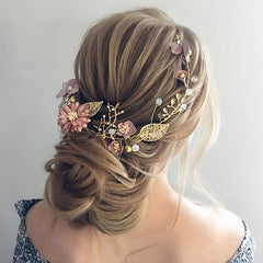 Wedding Hair Accessories Wreath Headwear Pink Bridal Headband