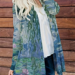 Floral Print Open Front Cardigan