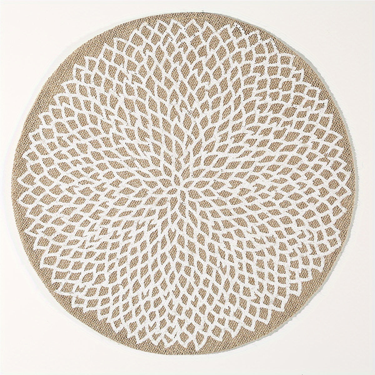 6pcs Jute Printed Placemat Heat Insulation Mat for Dining Decor
