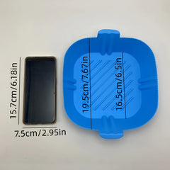 Square Air Fryer Silicone Pot Reusable Baking Tray 19x16cmx4cm