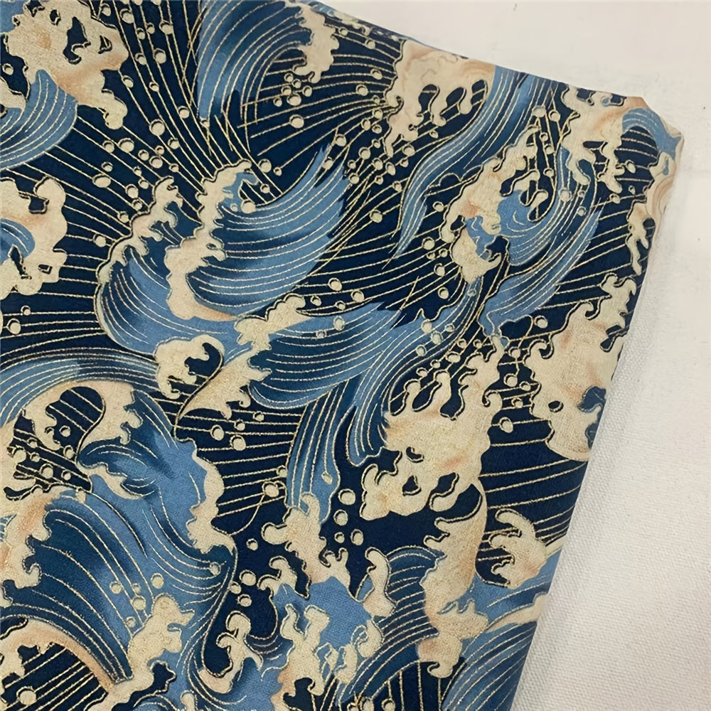 Japanese Style Fabric Small Sea Wave Pure Cotton 40x15in