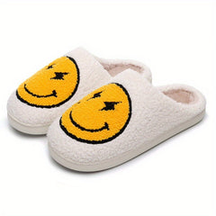 Women's Smile Face Pattern Slippers Plush Lined Shoes