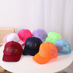 Rhinestone Wifey Y2K Trucker Hat Candy Mesh Baseball Cap