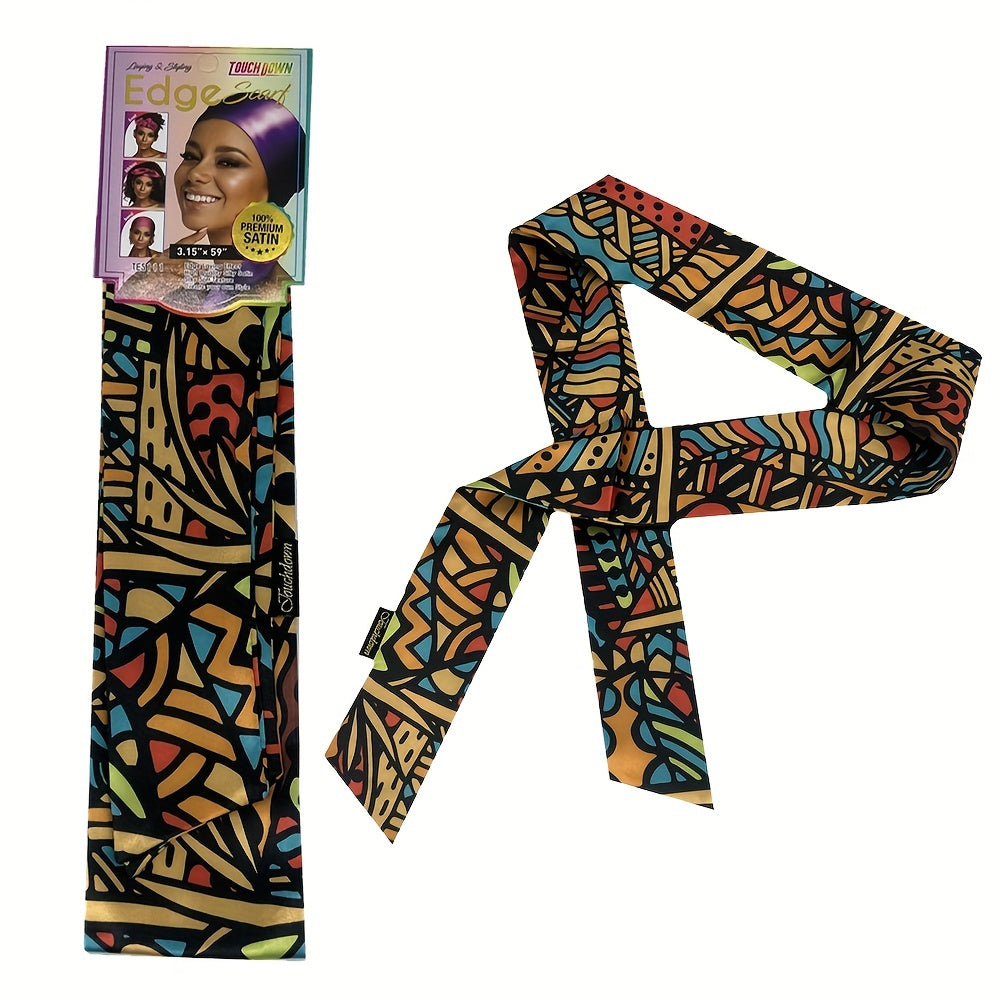 Boho Hair Satin Print Scarf Ladies Silk Scarf Women Bandana Long Double Layer