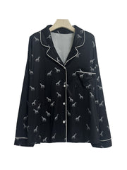 Giraffe Print Pajamas Set Button Up Shirt & Shorts Two Piece