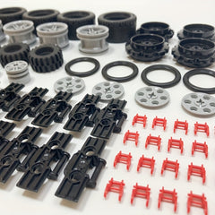 68pcs High Tech Building Blocks Gears Tires Tracks Wheels Accessories Pack