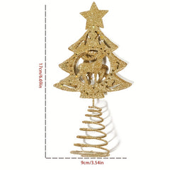 Golden Iron Hollow Five-pointed Star Christmas Tree Topper