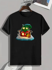 Creative House Print Men's Graphic T-shirt for Summer