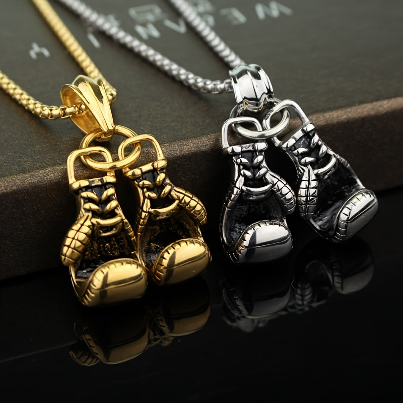 Personalized Punk Double Boxing Gloves Pendant Necklace For Men