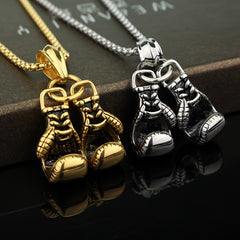 Personalized Punk Double Boxing Gloves Pendant Necklace For Men