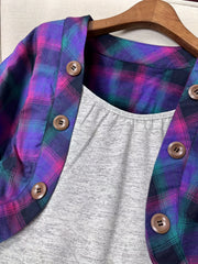 Plaid Crop Cardigan & Cami Dress Set