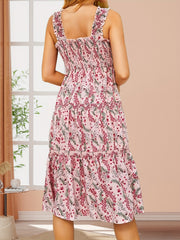 Floral Print Shirred Tank Dress for Spring & Summer