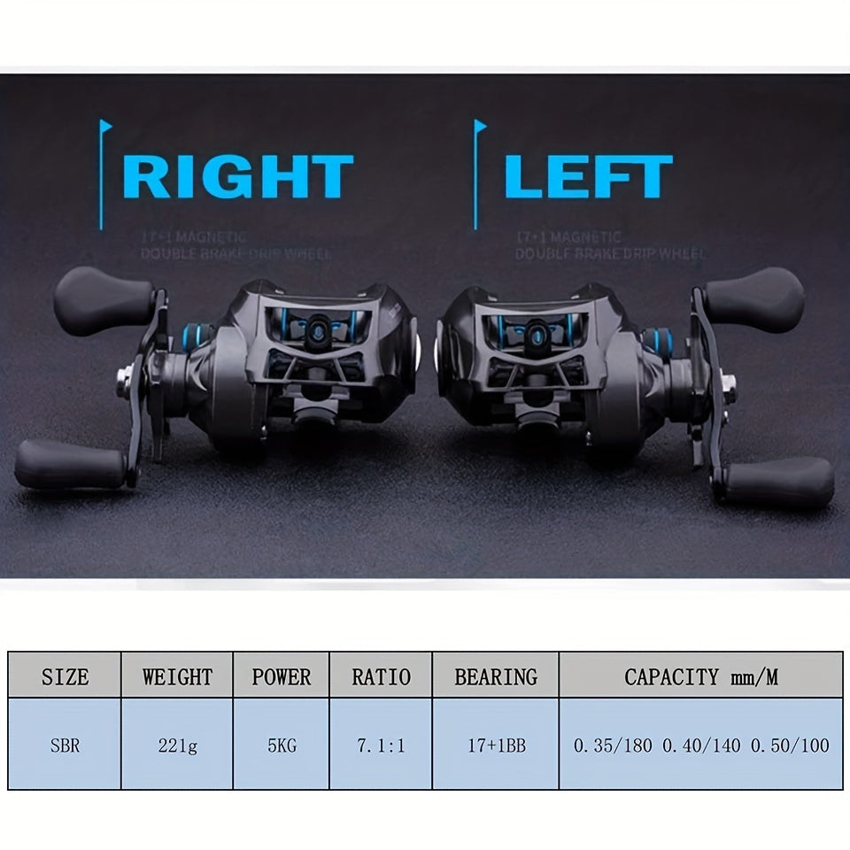 7.1:1 Gear Ratio Carbon Fiber Baitcasting Fishing Reel