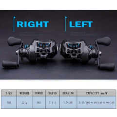 7.1:1 Gear Ratio Carbon Fiber Baitcasting Fishing Reel