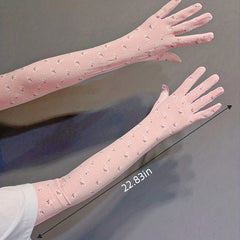 Floral Print Long Gloves UV Protection Cycling Gloves Women