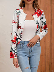 Floral Print Open Front Crop Jacket for Women