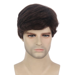 Men's Short Curly Brown Hair Wig