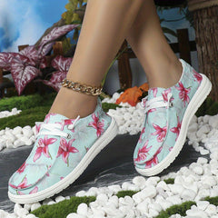 Women's Lily Printed Canvas Shoes Low Top Casual Flat Sneakers