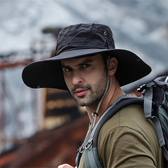 Men's Wide Brim Summer Bucket Hat UV Protection Sun Cap