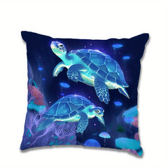 Noctilucent Turtle Pillowcase for Home Decoration 17.7 x 17.7