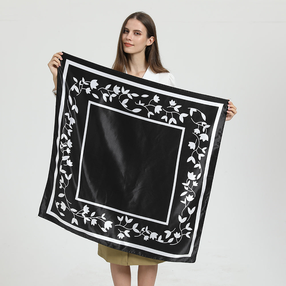 Retro Satin Silk Scarf Large Square Scarf Beach Party Headscarf Hair Scarf