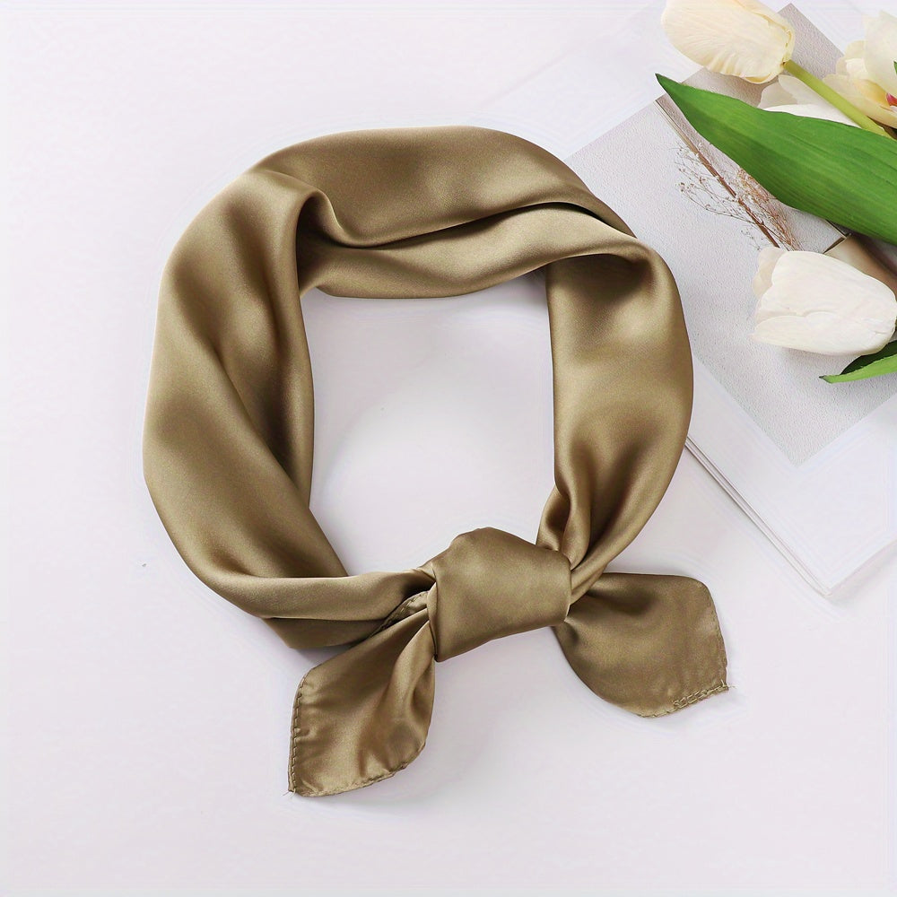 Solid Satin Square Scarf Classic Silk Scarf Bandana Women Head Scarf