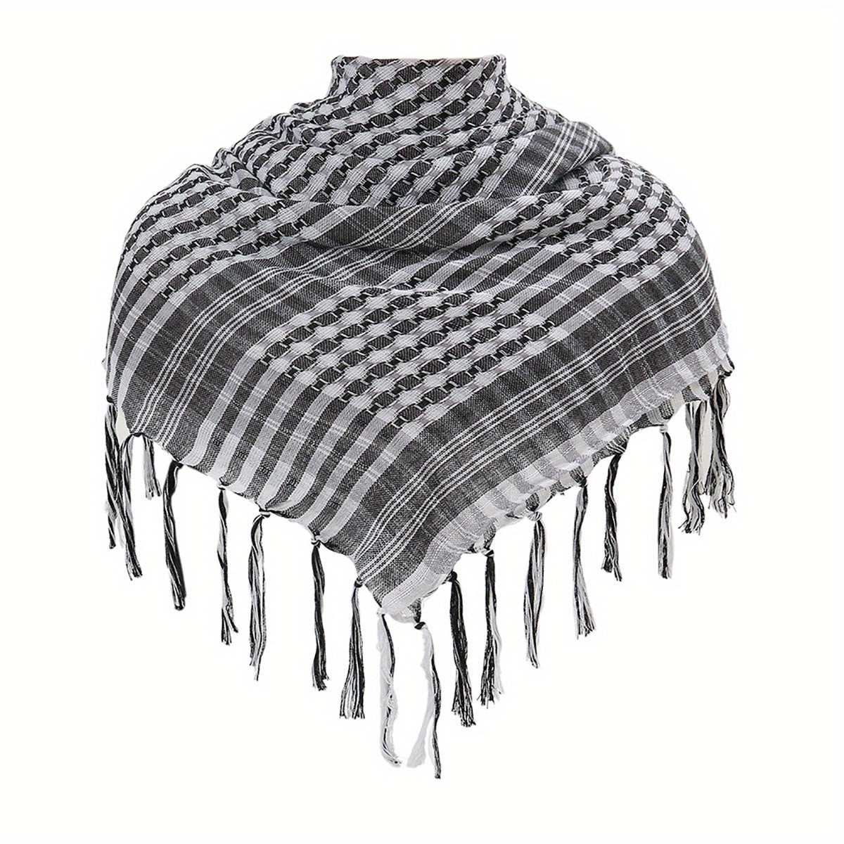 Plaid Fringed Scarf Shawl Arab Square Scarf Windproof Sunscreen