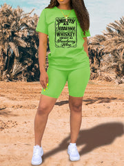 Spring & Summer Two-piece Set Tee & Shorts Outfit